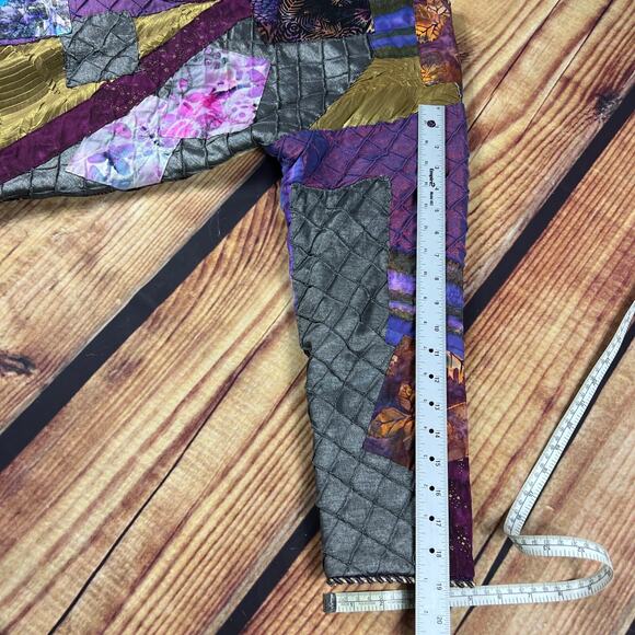 Handmade Jacket Womens 20x22 Multicolor Quilted Patchwork Snap Button Dragonfly - Picture 16 of 16